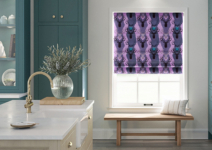 Bold Stags Velvet, Purple - Roman Blind - Image 3